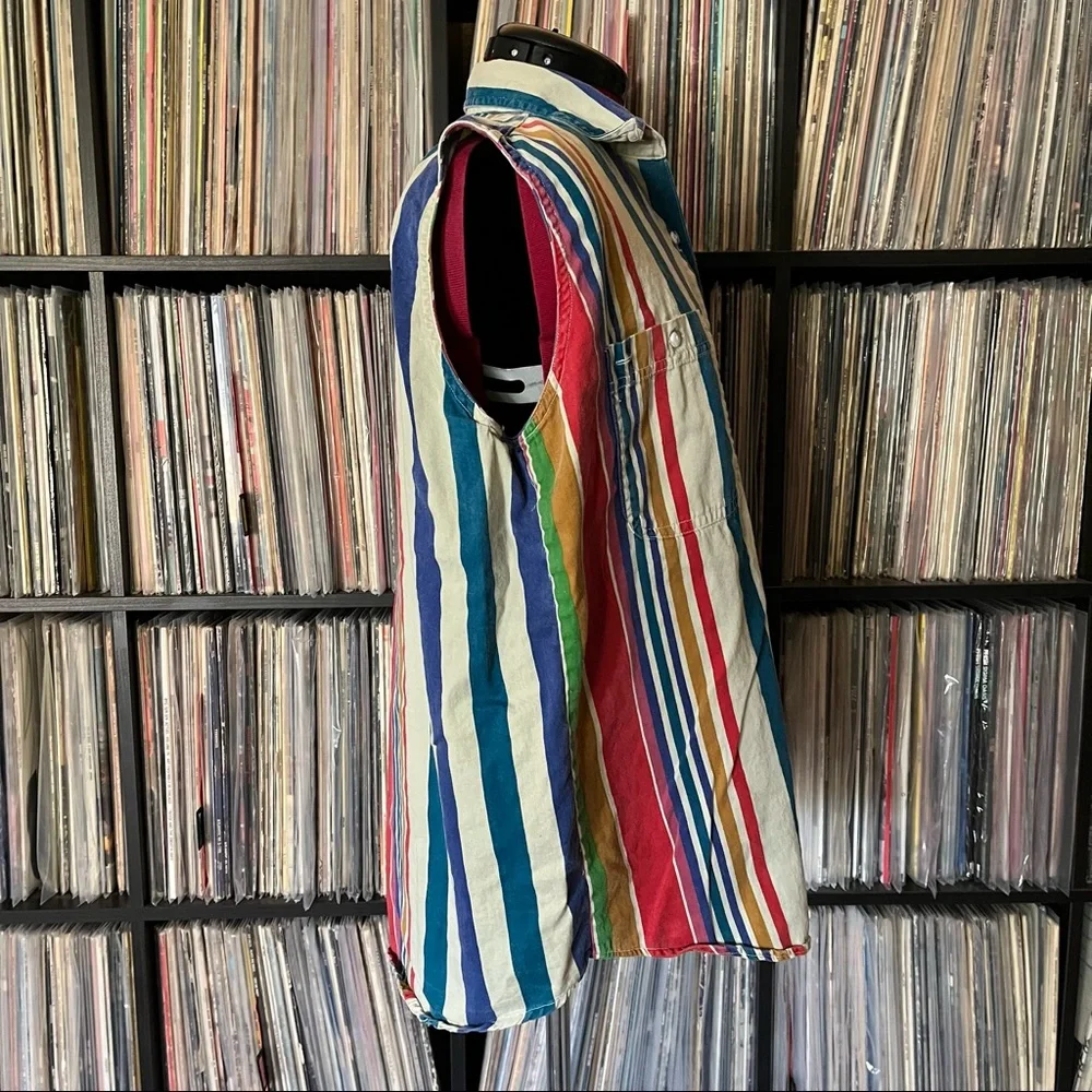 90s y2k vintage striped button down cotton - Picture 6 of 7